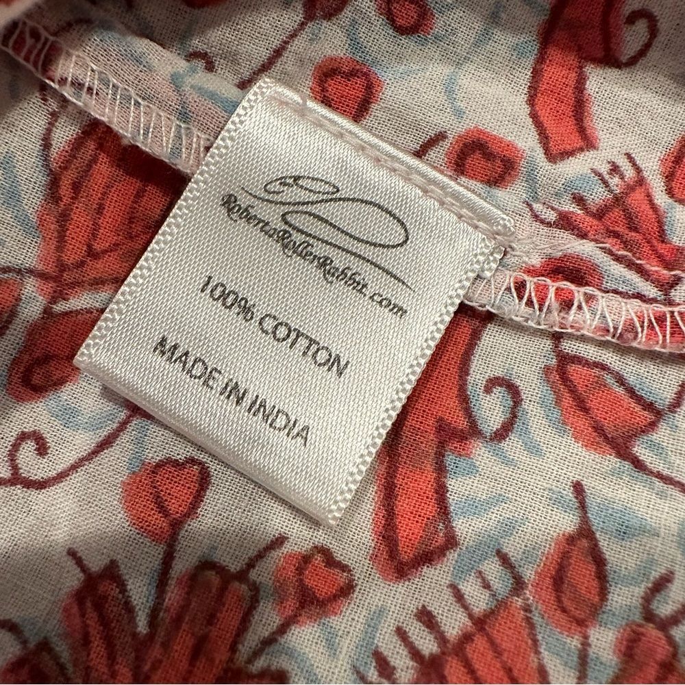 Roberta Roller Rabbit Cotton Blouse With Beaded Edge Size S/M - Picture 8 of 11